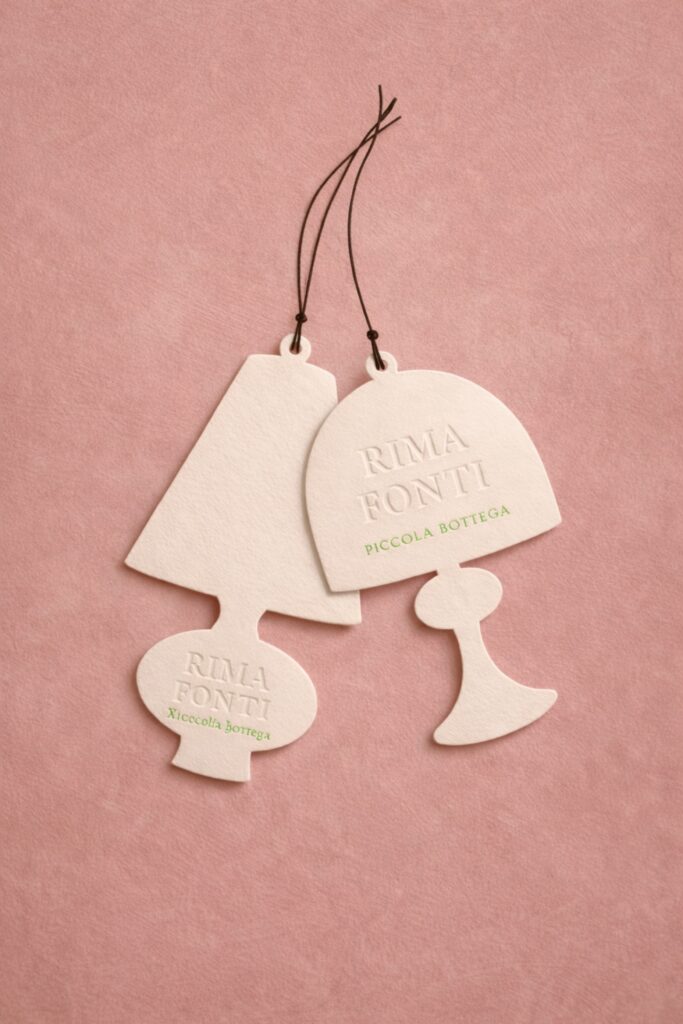 Embossing on cut paper — hang-tag, product marking.