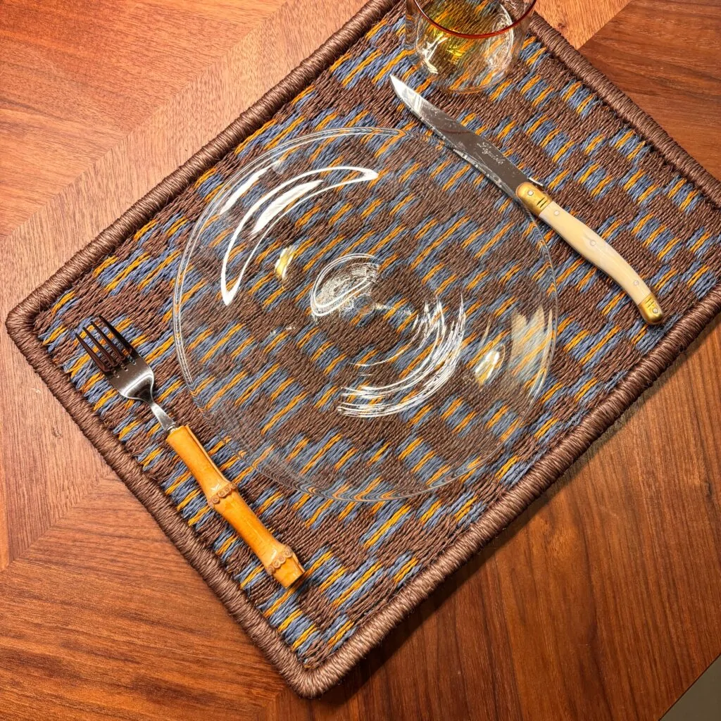 Corralito - Placemats Set of Two - Tan, Sky Blue, Mustard Yellow