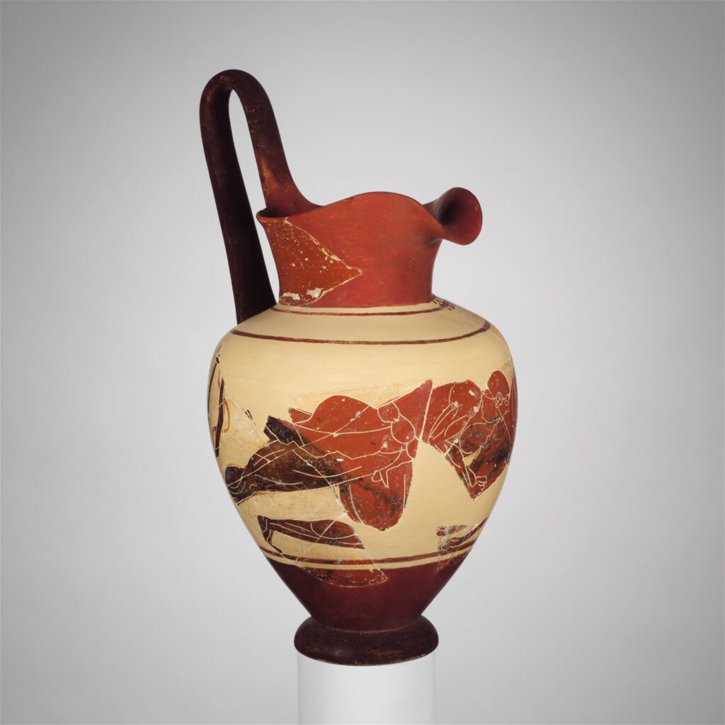 Terracotta oinochoe (jug) — Etruscan late 6th–early 5th century BCE